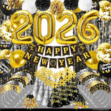 2026 New Year’s Eve Party Kit Banner Pom Poms Hats Tiaras Balloons Fringe
