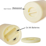 Waterproof Outdoor Battery Operated Flameless Candles With Remote Timer Plastic Flickering Fake Electric Led Pillars For Lantern Garden Wedding Christmas Decorations 3X4 Inches 2 Pcs