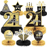 9pcs 21st Birthday Table Centerpieces Honeycomb Toppers for Party Decor