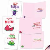 - 10 Assorted Valentine'S Day Note Cards (4 X 5.12 Inch) - Boxed Valentine Cards, Bulk Set With Envelopes - Romantic Yummy Puns M5659Vdg-B1X10