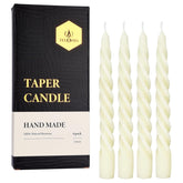Beeswax Taper Candles Set Of 4,Spiral Taper Candle Dripless Short Candle Sticks For Dinner Wedding Party Christmas Home Decorations - 7 Inch In Height- Off White