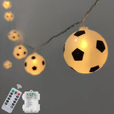 Soccer Decorations Lights For Bedroom 7Ft 10 Led Football String Lights With Timer, Battery Operated Soccer Christmas Or