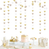 White-Gold Champagne Bachelorette Party Decorations - 52Ft Birthday Heart Hanging Paper Streamers-Garland Banner,Engagement Wedding Neutral Baby Bridal Shower Supplies Decor