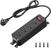 4 Outlet Surge Protector Power Strip 6FT Flat Extension Cord Wall Mount ETL Listed Black