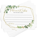 Advice And Wishes For The Mr And Mrs – Wedding Advice Cards For Bridal Shower, Games And Favors For Guests, Botanical Greenery Decor, 50 Cards