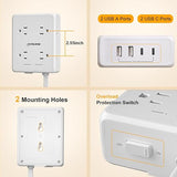 8 Outlet Surge Protector Power Strip with 4 USB Ports and 6 ft Flat Extension Cord