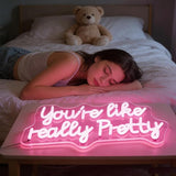 You Like Really Pretty Pink Neon Sign USB Dimmable LED Wall Decor for Bedroom