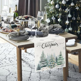 Winter Snowy Forest Table Runner 13X90 Inch Merry Christmas Pine Trees Snowflakes Xmas Winter Holiday Kitchen Dining Table Decoration For Home Party Decor