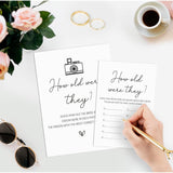 Minimalist How Old Were The Bride And Groom Game, Guessing The Age Photo Game, Bridal Shower Wedding Shower Game ( 1 Sign And 30 Cards)-Bng20