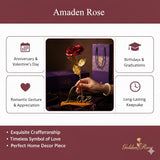 Rose Gift Box With Golden Love Stand – Romantic Artificial Flower Arrangement With Carry Bag For Valentine’S Day, Anniversary, Birthday & Special Occasions (Red)