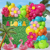 153Pcs Summer Balloon Arch Garland Kit With Hot Pink Orange Yellow Green Blue Balloons, Ideal For Hawaii Luau Tropical Aloha Bright Birthday Baby Shower Party Decorations