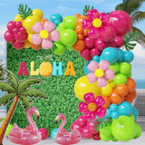 153Pcs Summer Balloon Arch Garland Kit With Hot Pink Orange Yellow Green Blue Balloons, Ideal For Hawaii Luau Tropical Aloha Bright Birthday Baby Shower Party Decorations