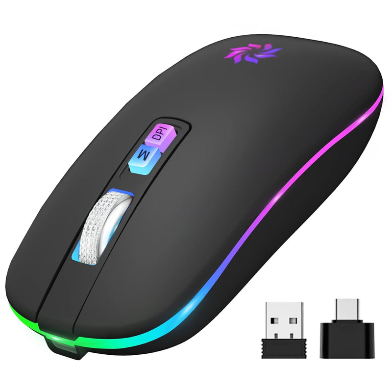 Led Wireless Mouse Silent Bluetooth Mouse 2.4G Rechargeable Wireless Computer