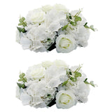 2 Pack Artificial Rose Flower Ball Arrangements - 15.7 Inch White Fake Floral Centerpieces With Base For Wedding, Party Table Decor, Valentine'S Day Home Decor (2, White)