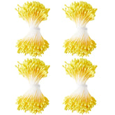 1600Pcs 2Mm Yellow Pearl Double Heads Handmade Flower Stamen Flower Stamens Pistil Artificial Pearlized Floral Pollens Stamen For Christmas Wedding Flower Making Scrapbook Decoration