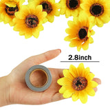 25Pcs Fake Sunflowers Heads - 2.8” Artificial Spring Flowers For Diy Crafts, Wedding, Home Decor & Birthday Party