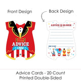 Big Dot of Happiness Carnival - Step Right Up Circus - Baby Bodysuit Wish Card Carnival Themed Baby Shower Activities - Shaped Advice Cards Game - Set of 20