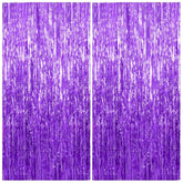 2 Pack Foil Curtain Backdrop Purple Metallic Tinsel Foil Fringe Curtains Photo Booth Props For Birthday Wedding Engagement Baby Shower Bachelorette Christmas Holiday Celebration Party Decorations