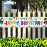 Colorful Happy Birthday Banner, Large Fabric Happy Birthday Sign Backd