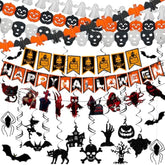 Halloween Indoor Hanging Swirl Decor with Bats Spiders Pumpkins Skulls Ghosts Party Supplies