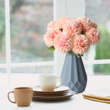 12Pcs Artificial Flowers Chrysanthemum Ball, Silk Floral Arrangement Fake Flowers Bouquet Long Stem Hydrangea For Home Office Coffee House Parties And Wedding Decor (Pink)