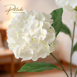 A Bunch 21In White Real Touch Hydrangea Artificial Flowers With 5Pcs Flower Head 10Pcs Leaves Faux Hydrangea Flowers For Home Office Decor Wedding Party Arrangements (1, White)