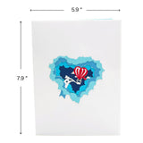 3D Heart Balloon Pop Up Card For Anniversary Valentines Day Wedding, Romantic Birthday Gift For Wife Husband Couple Girlfriend Boyfriend, With Envelope