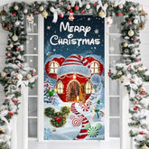 Christmas Mouse Door Cover Decorations, Merry Christmas Mouse Shaped House Door Decor, Fabric Backdrop Banner Photo Booth Props For Indoor Porch Front Door Winter Holiday Home Xmas Party Supplies