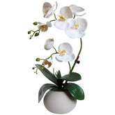 Tall 17" White Real Touch Orchid Artificial Flowers With Vase Fake Orchids Silk Floral For Home Decor Indoor Bathroom Decoration Potted Office Table Top Centerpieces Arrangements