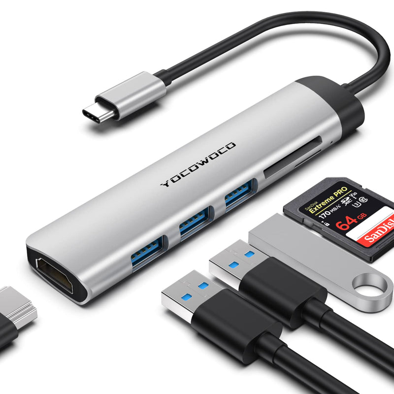Usb C Hub- Dongle Usb C Adapter For Macbook Pro, 6 In 1 Usbc To Hdmi Multiport