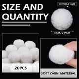 20 Pcs Christmas Yarn Pom Poms Balls For Diy Handmade Crafts Fuzzy Pompoms For Christmas Diy Hats Thanksgiving Party Holiday Hanging Home Decorations (White, 2 Inch)