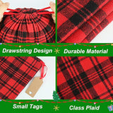 Buffalo Plaid Drawstring Bags, 9Pcs Soft Flannel Christmas Gift Bags Assorted Sizes Xmas Fabric Bags Reusable Gift Bags For Package Birthday Holiday Party(Red&Black)