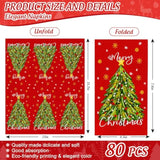 80Pcs Merry Christmas Guest Napkins Disposable Red Xmas Tree Snowflake Paper Napkins Dinner Hand Napkins For Winter Party Tableware Supplies