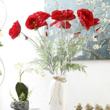 5 Pcs Artificial Flowers Poppies Silk Flowers With Stems,28" Silk Plants Ranunculus Artificial Flowers For Wedding Party Outdoor Indoor Decor Flower Arrangements For Table (Red)