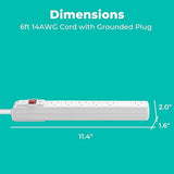 Surge Protector Power Strip 6 Outlets 4 USB Ports 2 Pack 1200J 6FT Extension Cord White