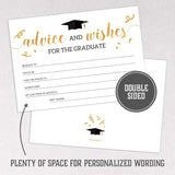 2024 Graduation Advice Cards For The Graduate (50 Pack) | Black And Gold Graduation Wishes And Advice Cards | Graduation Party Games Decorations For High School And College (Classy)