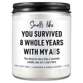 8 Year Anniversary Candle For Her, Him - Bronze Anniversary, Gifts For Men, Women - 8Th Anniv. Gifts For Him, Her - 8 Year Wedding Anniv. Presents For Wife, Husband, Couples