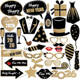 32 Pc 2026 Glitter New Year Photo Booth Props for Party Decorations