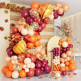 138PCS Fall Balloon Arch Kit with Orange Pink Red Rose Gold Balloons Thanksgiving