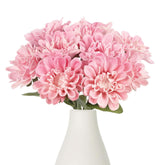 10Pcs Pink Dahlia Artificial Flowers 13Inch Fake Dahlia Flowers Pu Chrysanthemums Flower Faux Mums Flower With Stem For Home Wedding Office Table Centerpiece Floral Arrangement Decor(Pink)