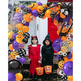 126 Pcs Halloween Balloon Garland Arch Kit, Eye Balloons With Spider Web, Bats, Purple Orange And Black Balloons For Halloween Birthday Supplies Halloween Party Decorations