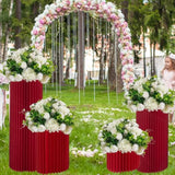 Cylinder Stands For Party 5Pcs Round Pedestal Stand Foldable Cardboard Columns Cylinder Tables For Parties Baby Shower Birthday Wedding Pillars Display Decoration (Red,5Pcs)