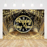 7x5ft Happy New Year 2026 Backdrop Black & Gold Glitter Party Banner