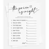 50 Baby Shower Price Is Right (50-Cards) Fun Baby Shower Game Activity, Gender Neutral Boy Or Girl, Minimalist Script