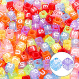 1400PCS Cube Alphabet Beads in 5 Colors with String for DIY Bracelets & Jewelry