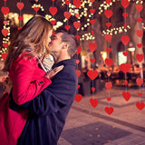 Valentine Decoration Garland Photo Props Backdrop Heart Mall Window Display Party Decoration, Red, 6 Strands