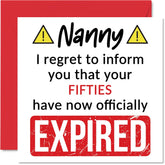 Funny 60Th Birthday Cards For Nanny - Your Fifties Have Expired - Happy Birthday Card For Nanny Nan From Grandson Granddaughter, 5.7 X 5.7 Inch Banter Joke Humour Bday Greeting Cards Gift