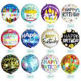 24Pcs 18" Happy Birthday Foil Balloons – Round Helium Mylar Balloons with 12 Fun Designs