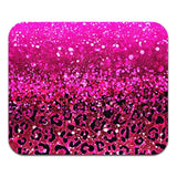 Non-Slip Rectangle Mousepad, Hot Pink Glitter Sparkle With Black Pink Glitter Leopard Mouse Pad For Home, Office And Gaming Desk