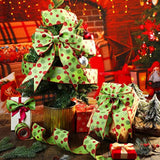 4 Rolls 24 Yard Christmas Green Red Dot Ribbons, 4 Sizes Glitter Wired